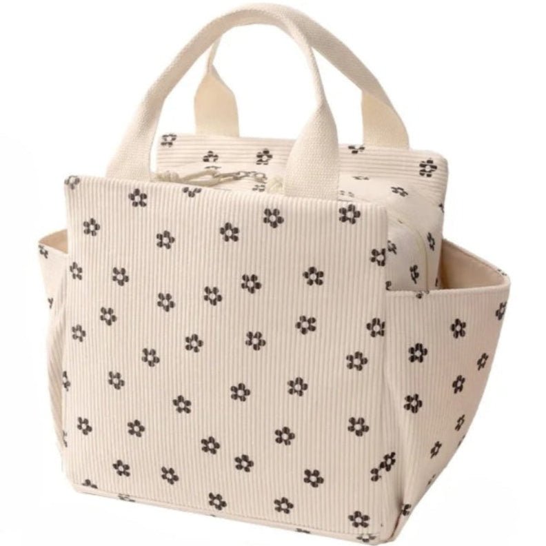 Sac Isotherme Femme Imprimé Petites Fleurs Noires