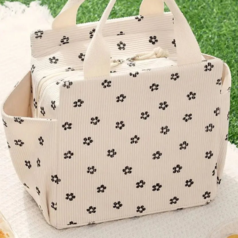 Sac Isotherme Femme Imprimé Petites Fleurs Noires